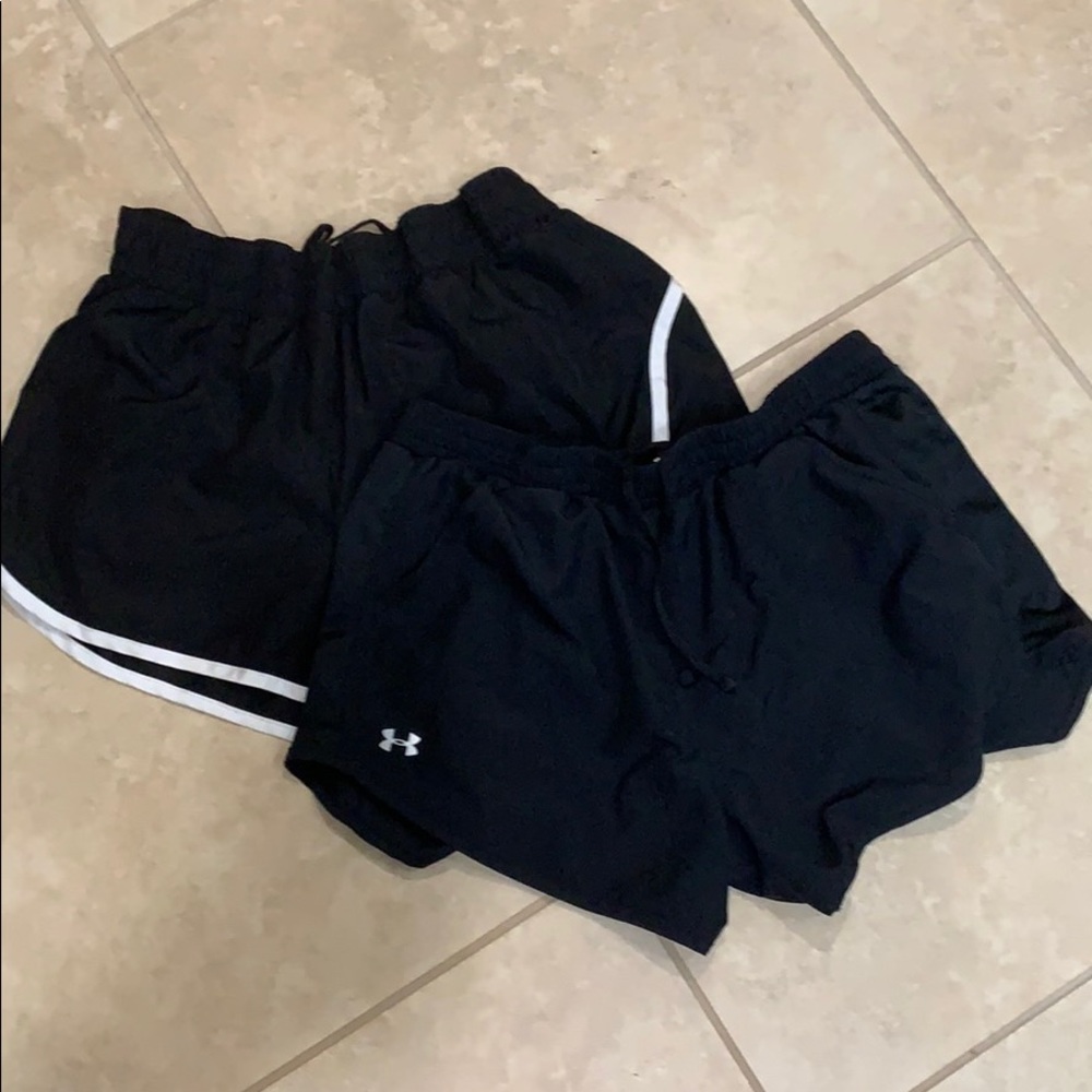 Under Armour and Athletic Works running shorts
